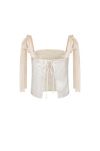 Haut Brodé À Dos Ouvert Et À Liens - Beige