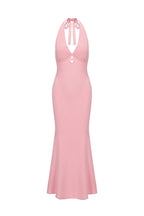 Robe midi dos nu avec cristal - Rose poudré