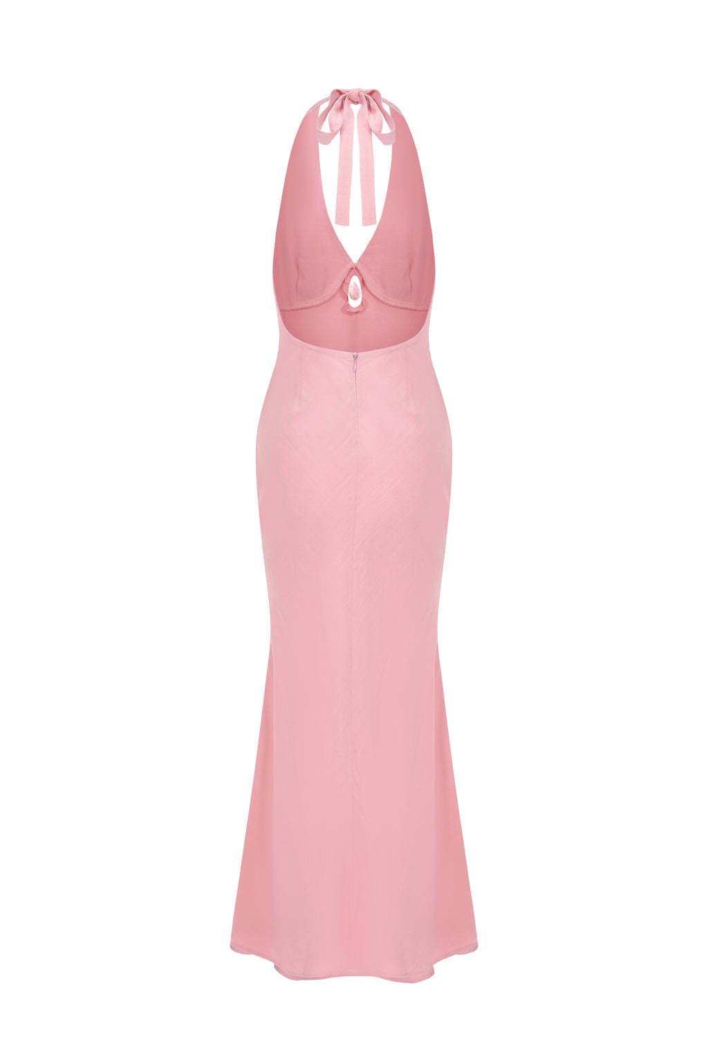 Robe midi dos nu avec cristal - Rose poudré