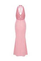 Robe midi dos nu avec cristal - Rose poudré