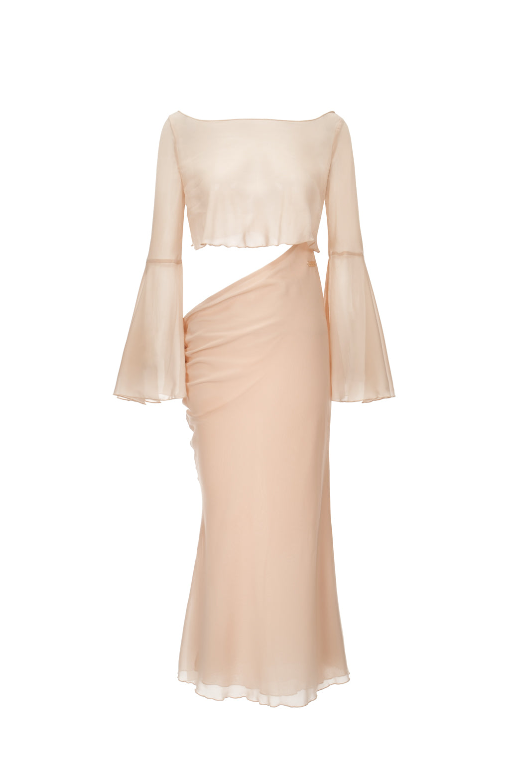 Robe Midi En Chiffon À Découpe Drapé - Nude