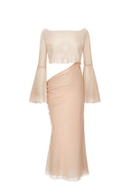 Robe Midi En Chiffon À Découpe Drapé - Nude
