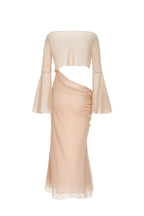 Robe Midi En Chiffon À Découpe Drapé - Nude