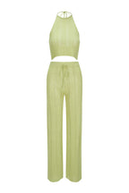 Uniforme En Maille Ajourée Haut Licou Et Pantalon - Vert Pomme