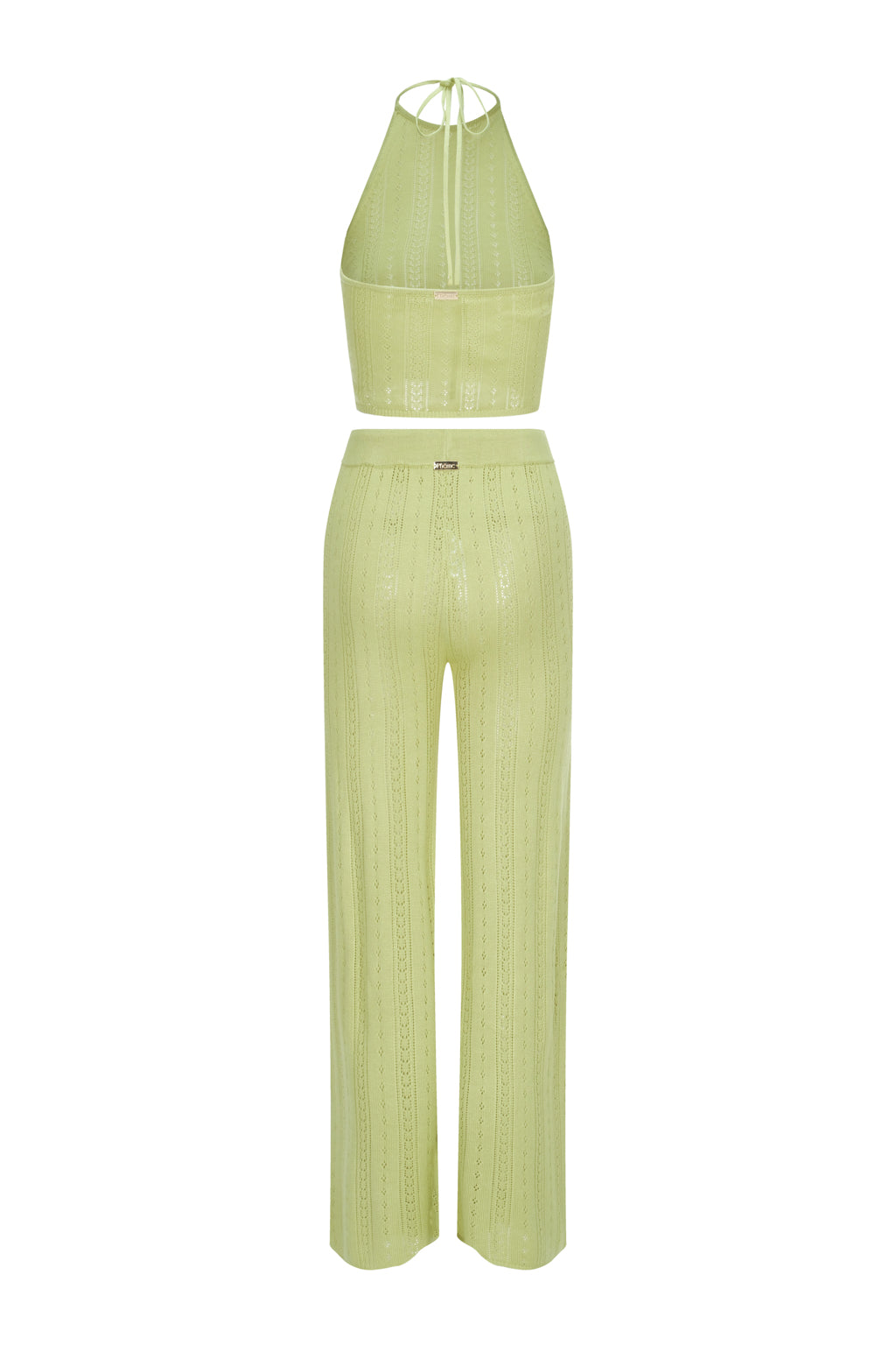 Uniforme En Maille Ajourée Haut Licou Et Pantalon - Vert Pomme