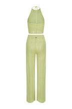 Uniforme En Maille Ajourée Haut Licou Et Pantalon - Vert Pomme