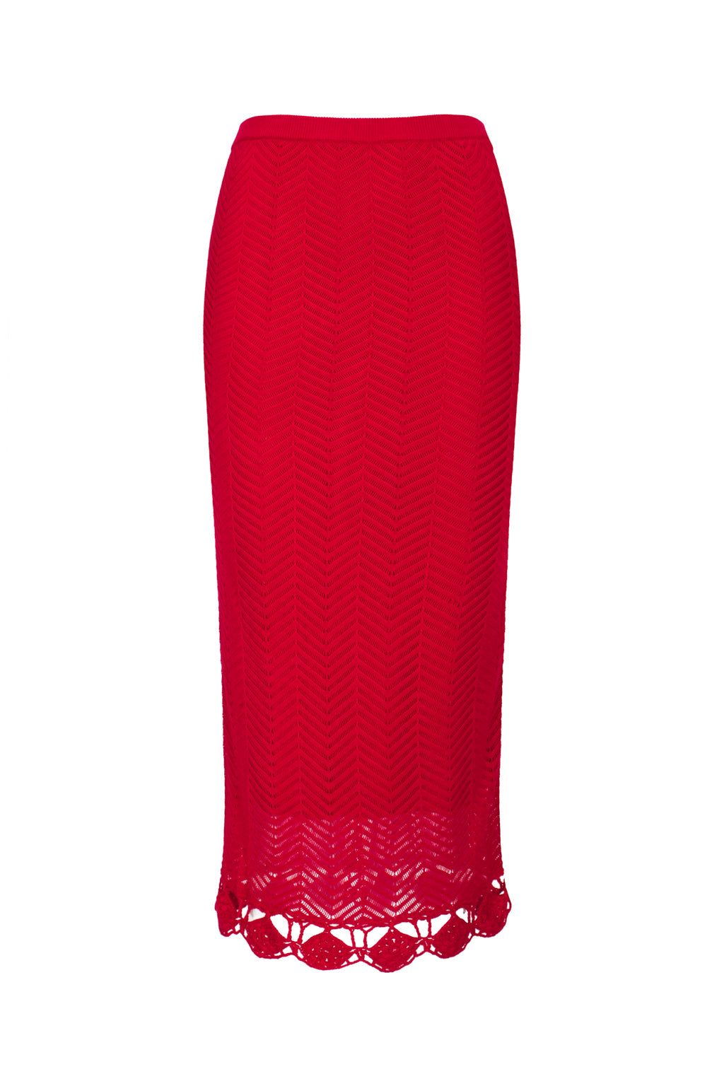 Jupe En Maille Au Crochet - Rouge