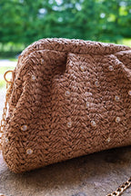 Pochette En Fibre Naturelle Camel