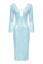 Robe Midi En Jersey Stretch À Sequins - Bleu Ciel