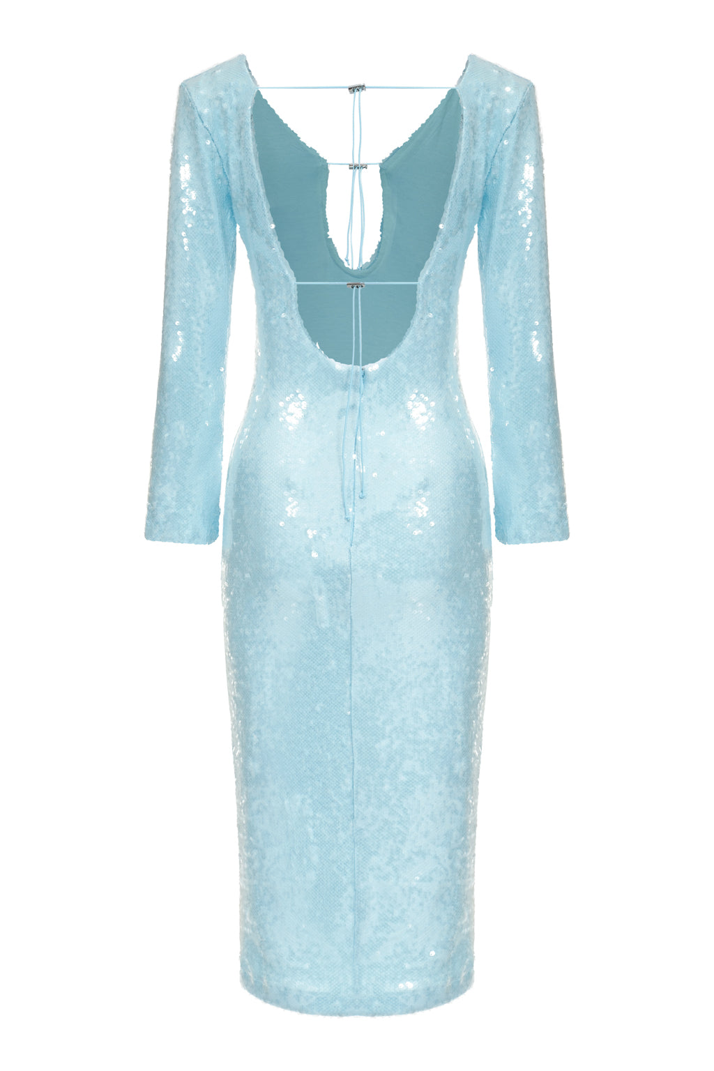 Robe Midi En Jersey Stretch À Sequins - Bleu Ciel