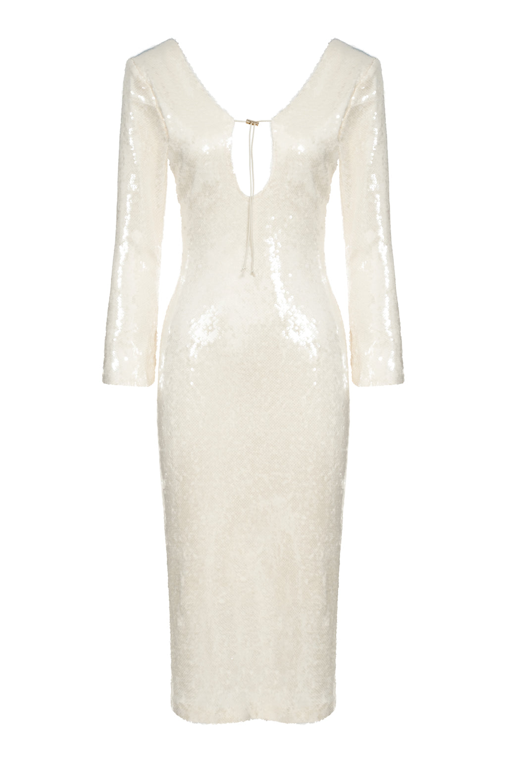 Robe Midi En Jersey Stretch À Sequins - Perle