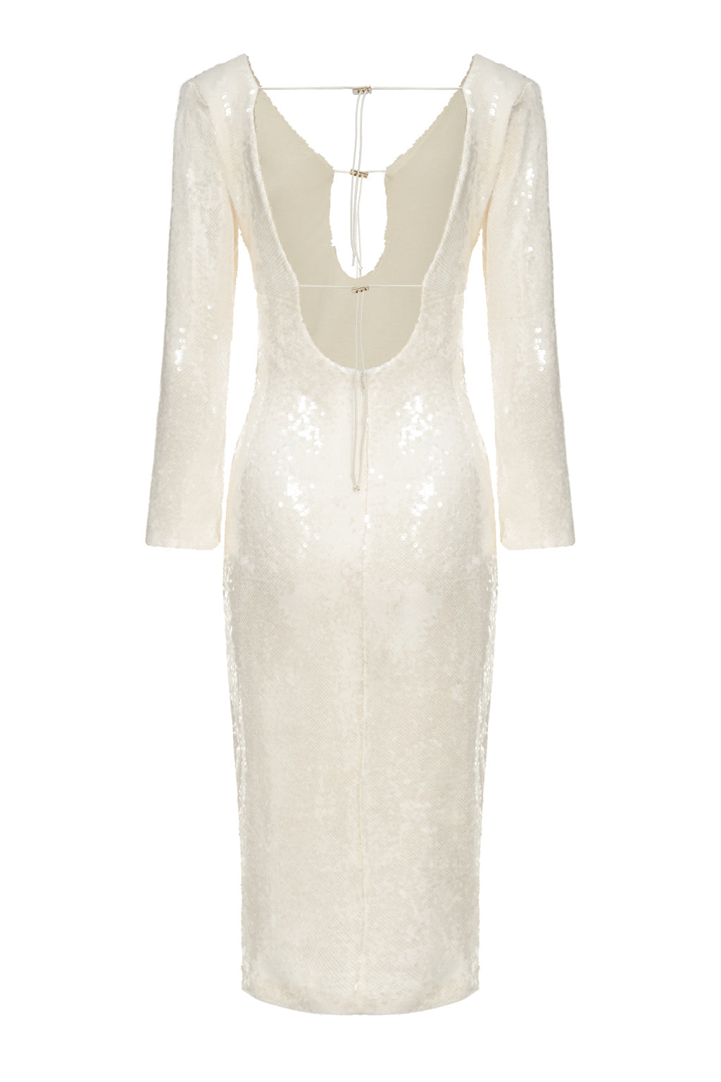 Robe Midi En Jersey Stretch À Sequins - Perle