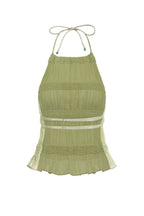 Haut Dos Nu À Smocks Et À Volants - Vert