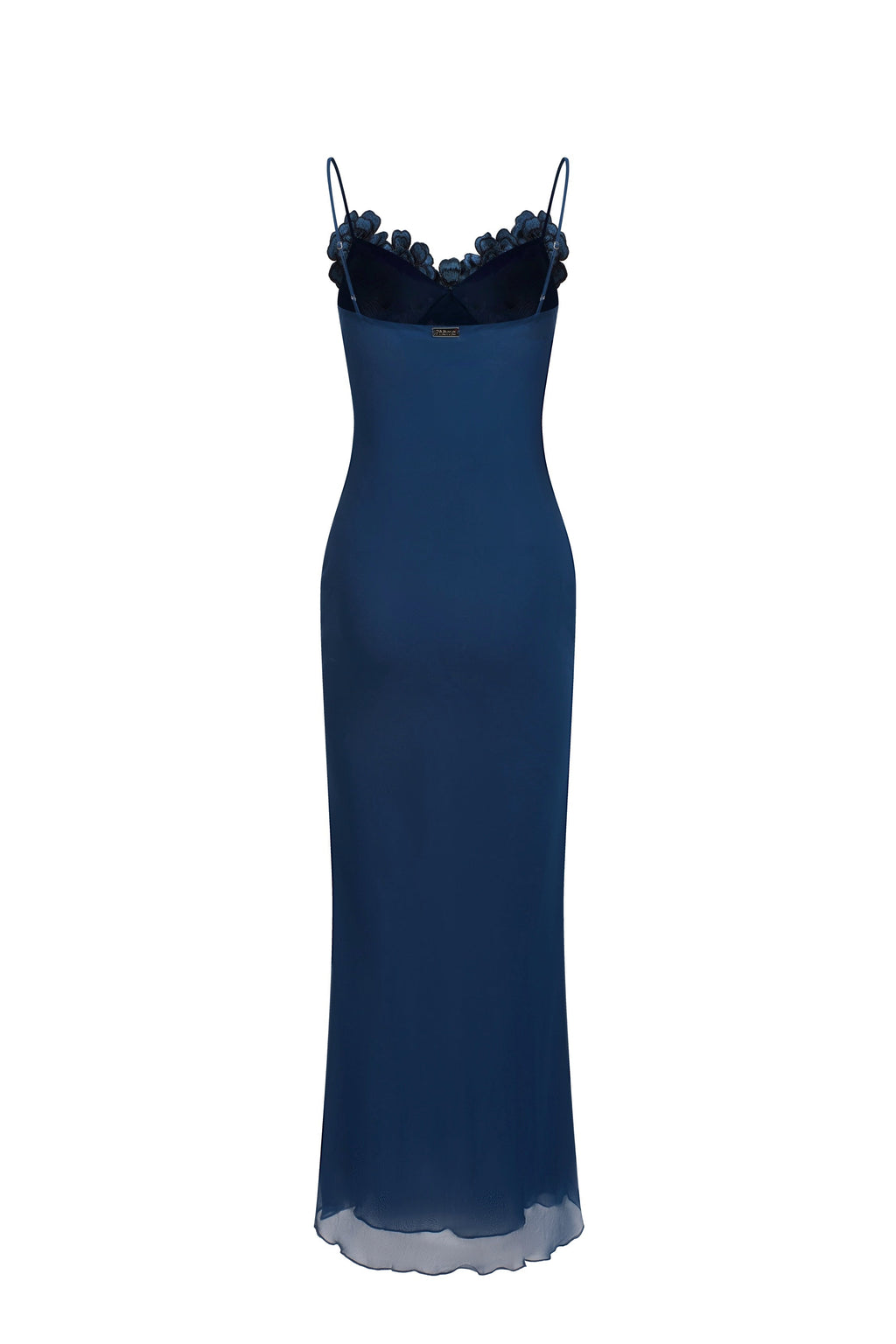Robe En Chiffon À Fleurs Brodées - Bleu