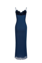 Robe En Chiffon À Fleurs Brodées - Bleu