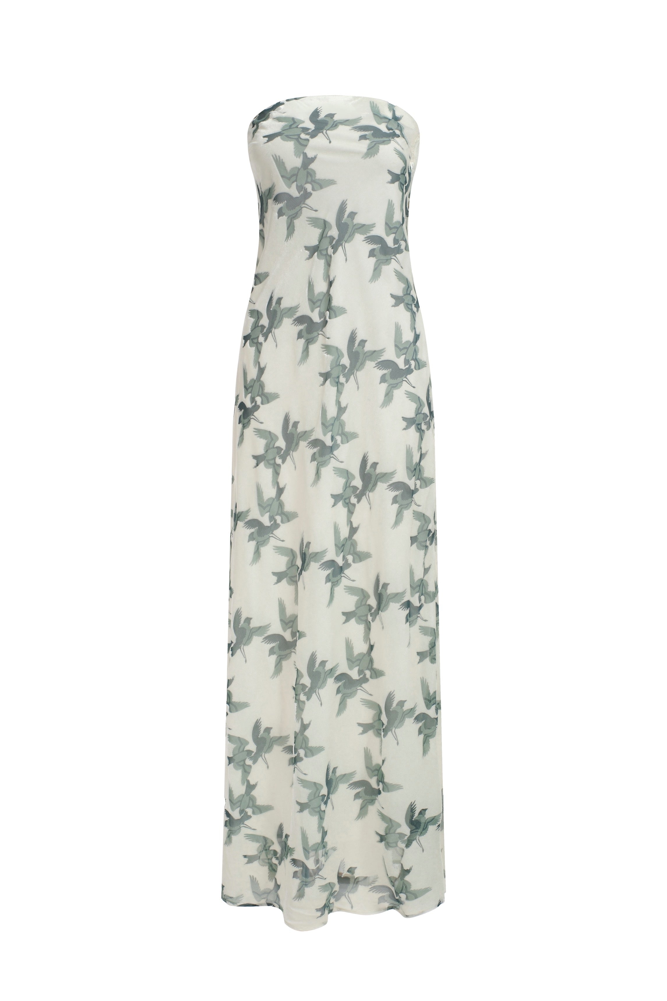 Robe Bustier En Velours Dévoré À Drapé - Oiseaux