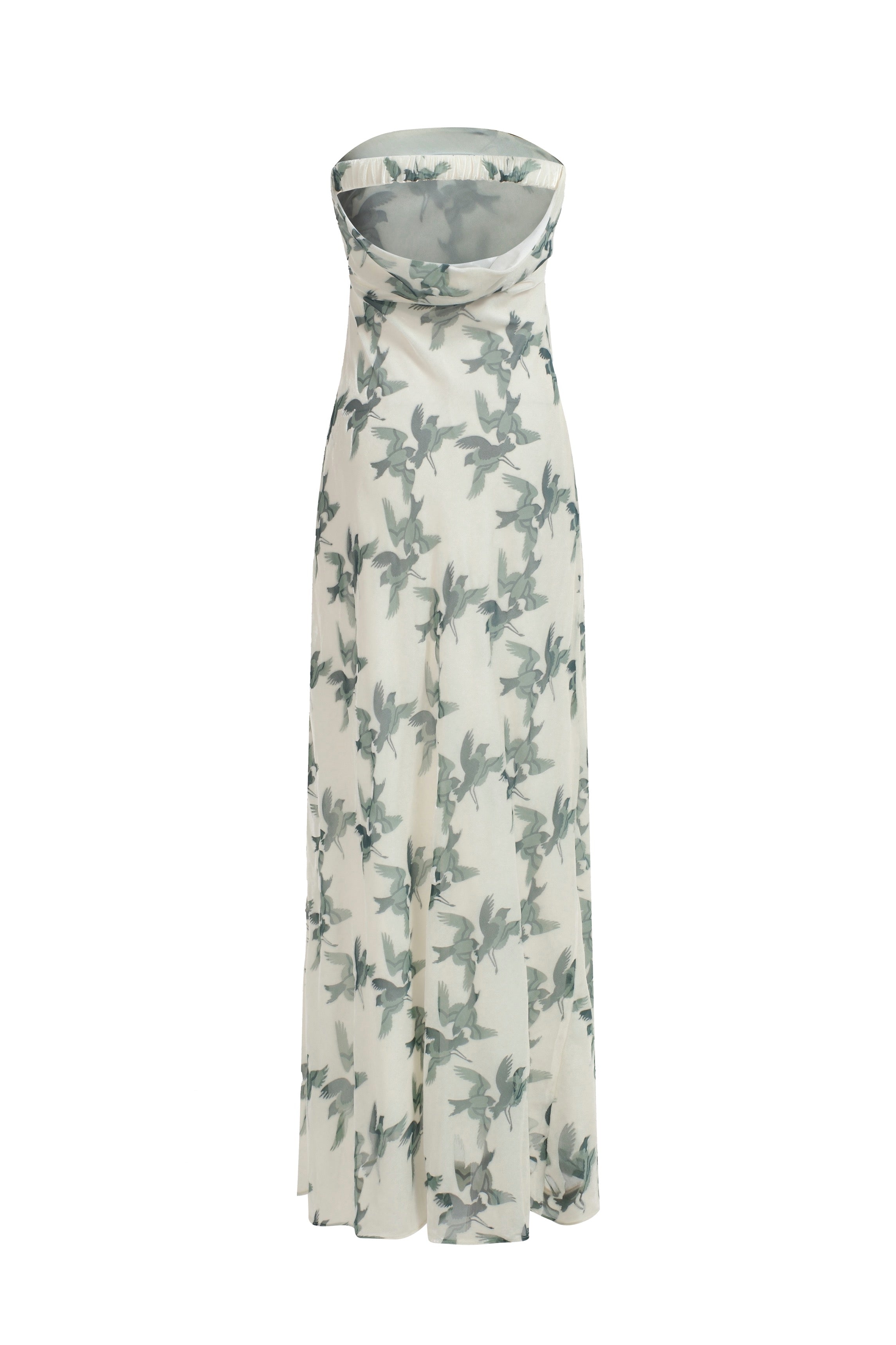 Robe Bustier En Velours Dévoré À Drapé - Oiseaux