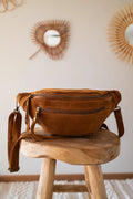 Sac Banane En Cuir Velours - Hunter Camel Foncé