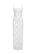 Robe Longue En Sequins Et Dentelle - Blanc