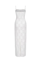 Robe Longue En Sequins Et Dentelle - Blanc