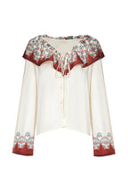 Chemise À Col Large À Imprimé - Fleur Vintage