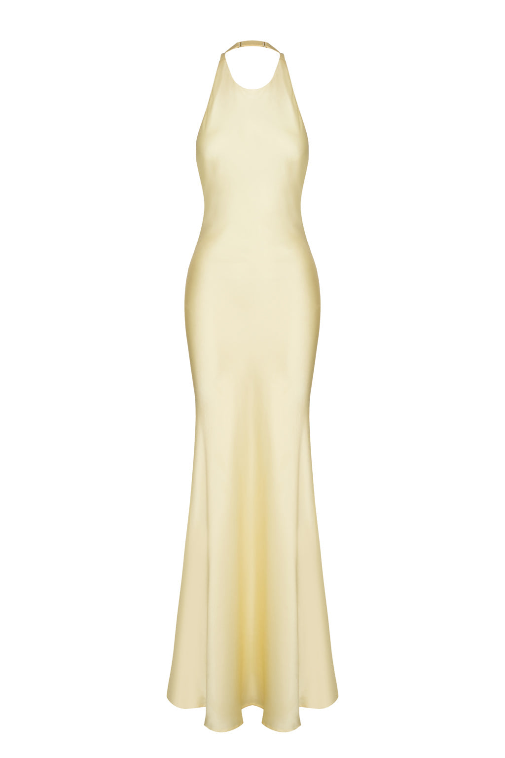 Robe Longue En Satin Avec Étole En Chiffon - Jaune