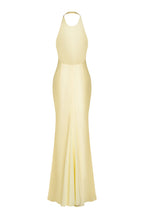 Robe Longue En Satin Avec Étole En Chiffon - Jaune