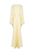 Robe Longue En Satin Avec Étole En Chiffon - Jaune