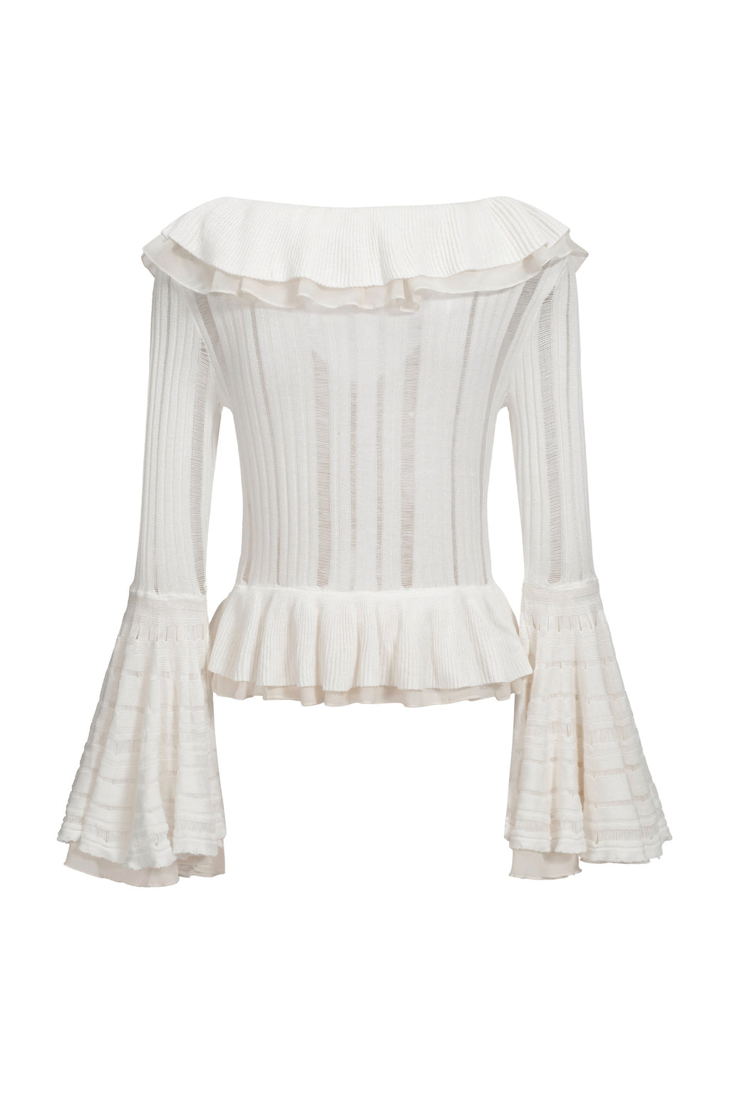 Haut En Maille À Volants En Chiffon - Blanc