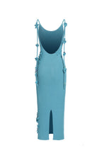 Robe En Maille Réfléchissante Avec Corail Crocheté - Bleu Aqua
