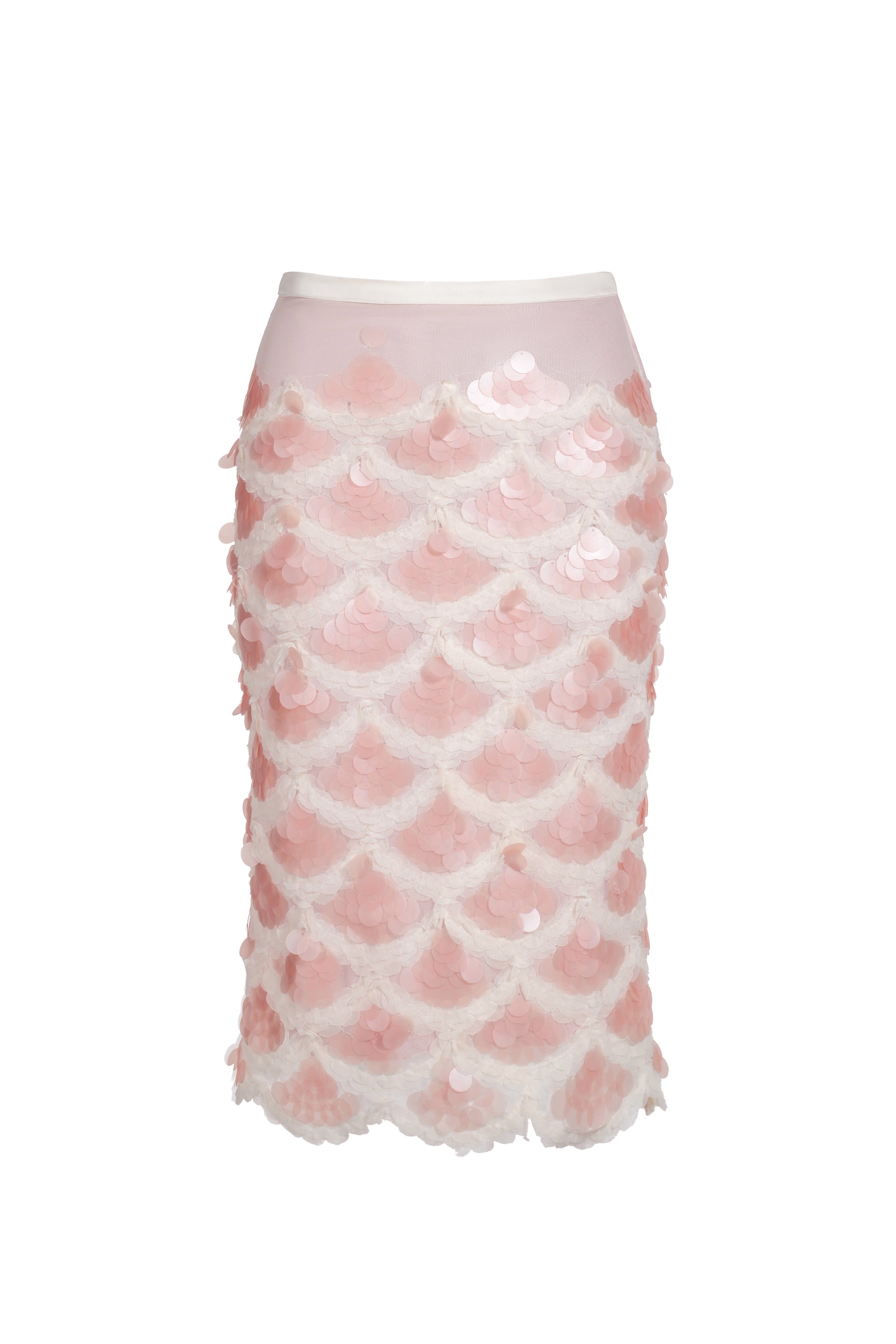 Jupe Midi En Sequins Sirène - Rose