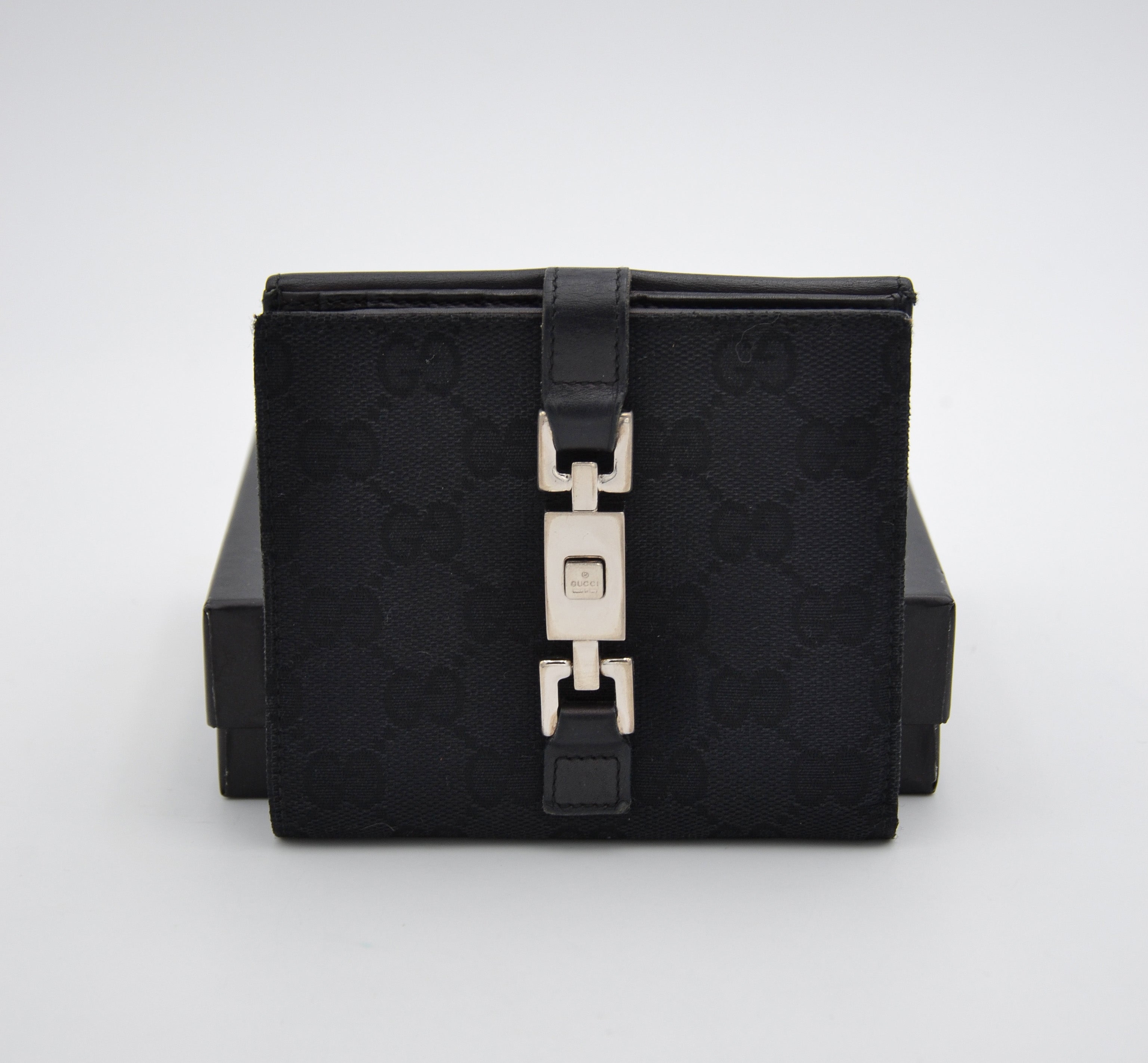 Portefeuille Gucci Vintage Toile Gg Noir · Fermoir Jackie