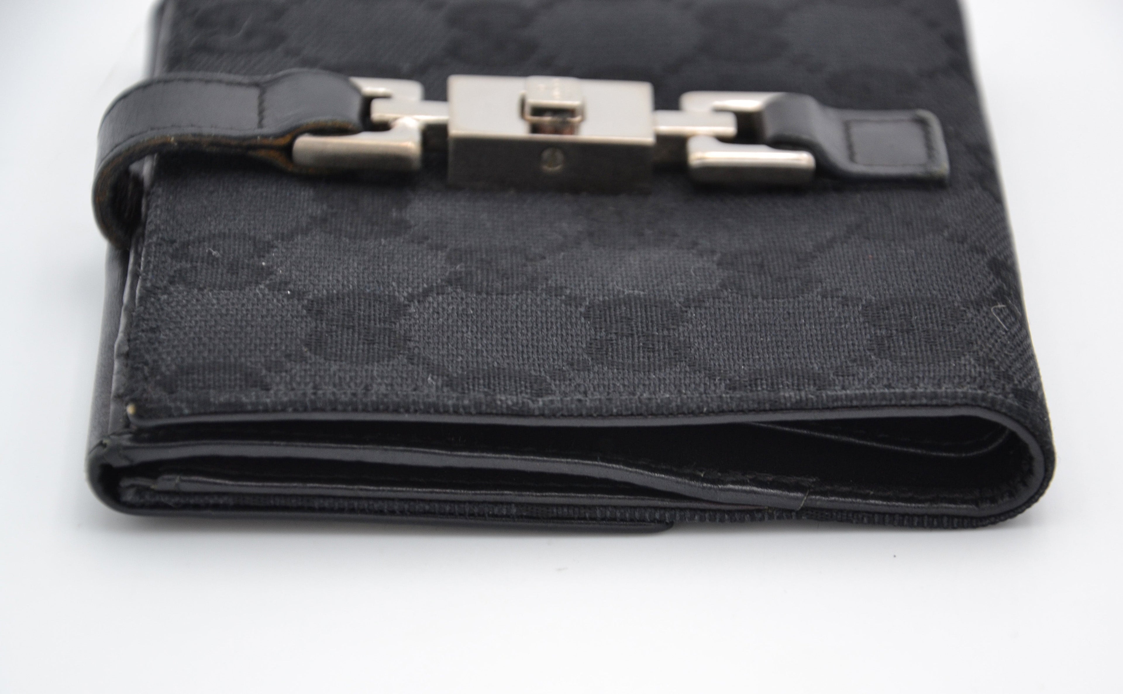 Portefeuille Gucci Vintage Toile Gg Noir · Fermoir Jackie