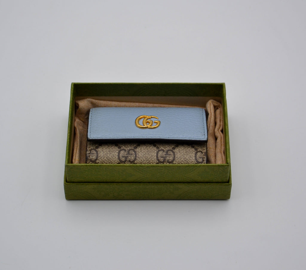 Porte-Clés Gg Marmont Cuir Bleu Pastel