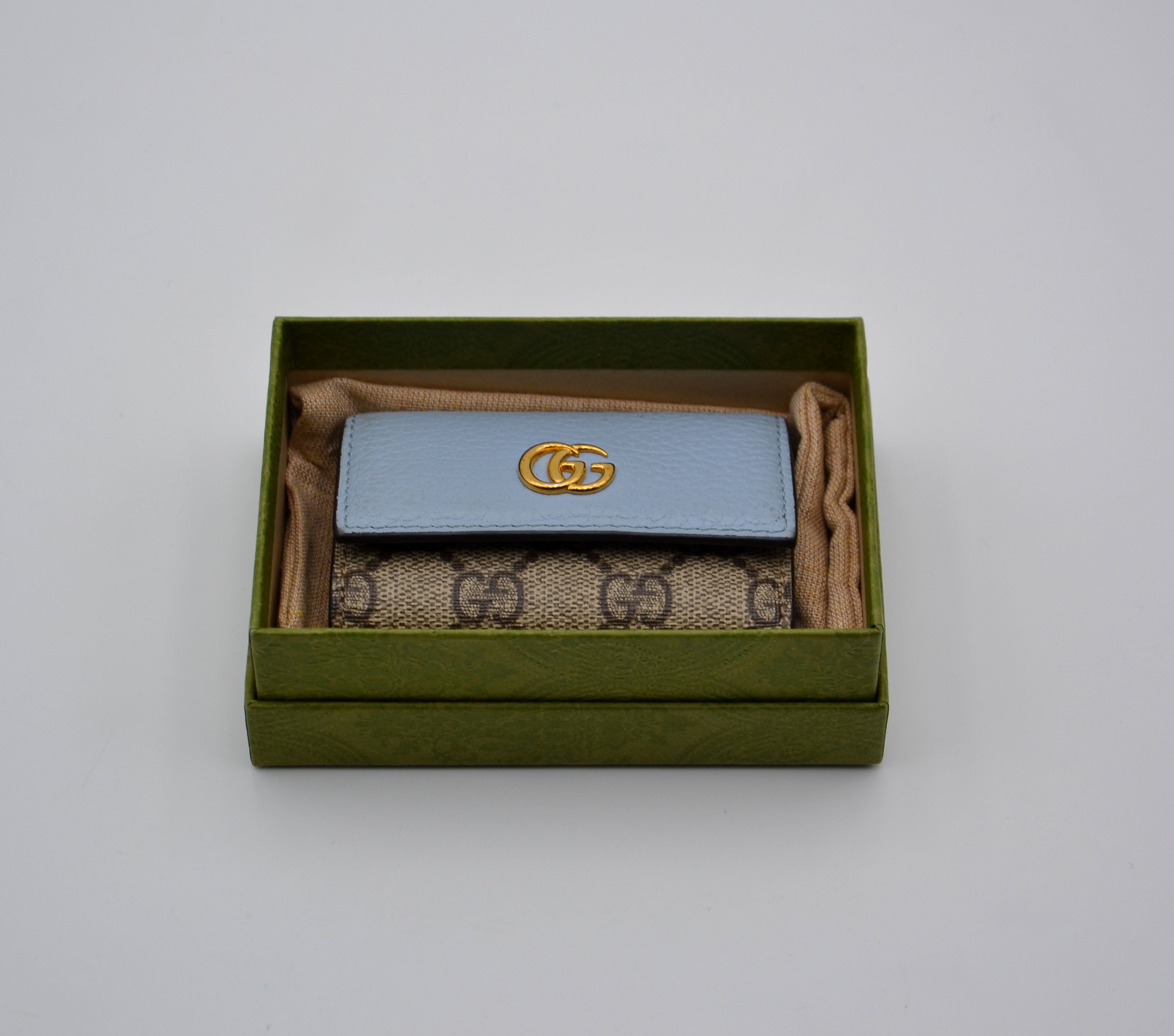 Porte-Clés Gg Marmont Cuir Bleu Pastel