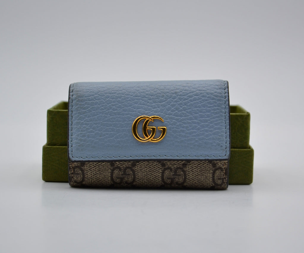 Porte-Clés Gg Marmont Cuir Bleu Pastel