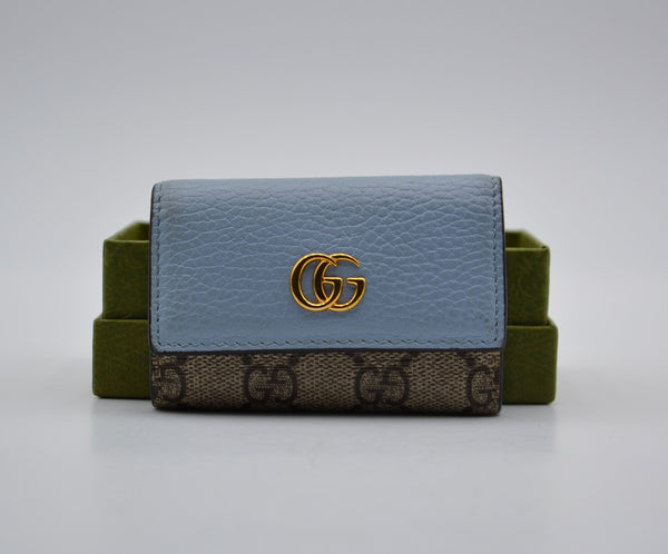 Porte-Clés Gg Marmont Cuir Bleu Pastel