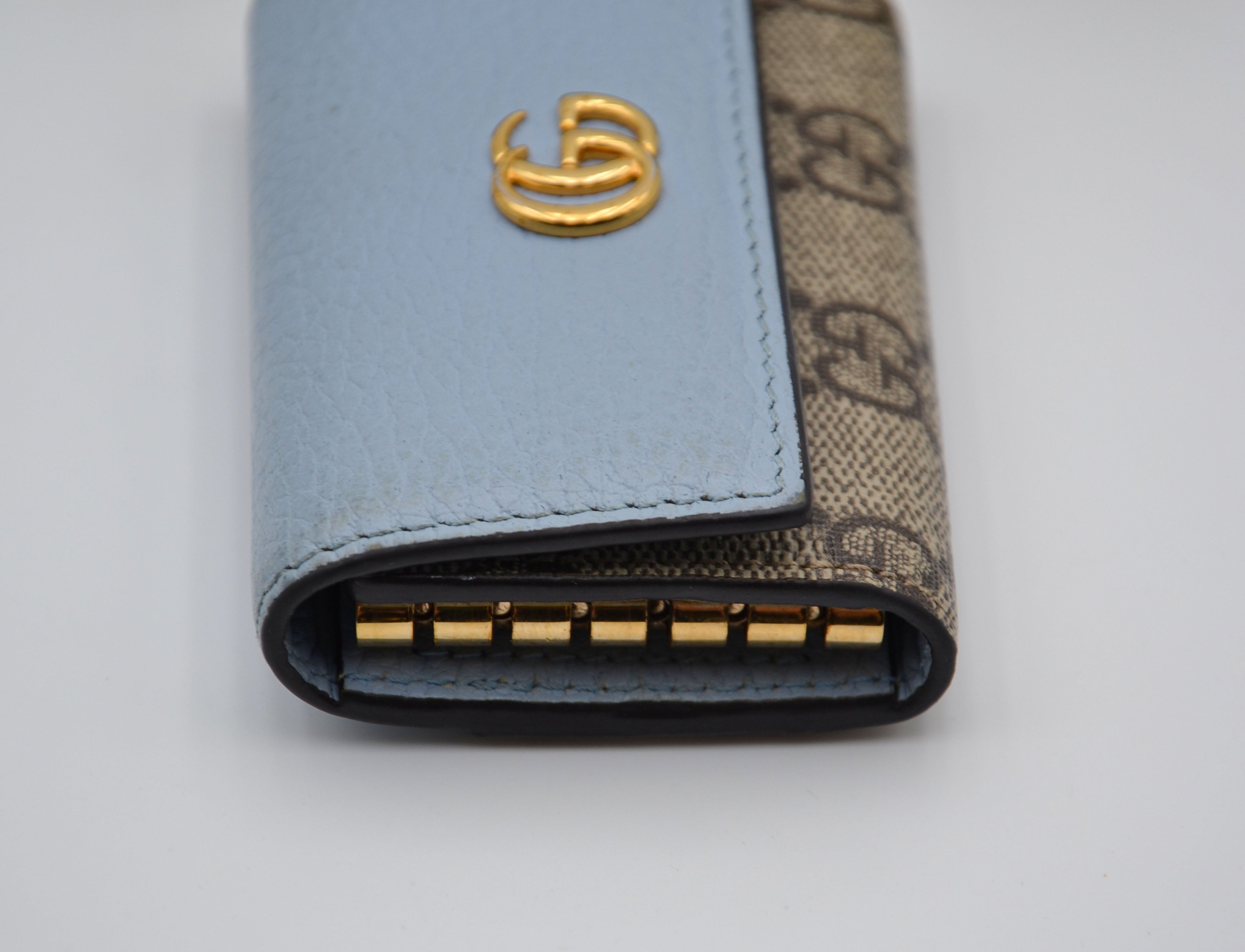 Porte-Clés Gg Marmont Cuir Bleu Pastel