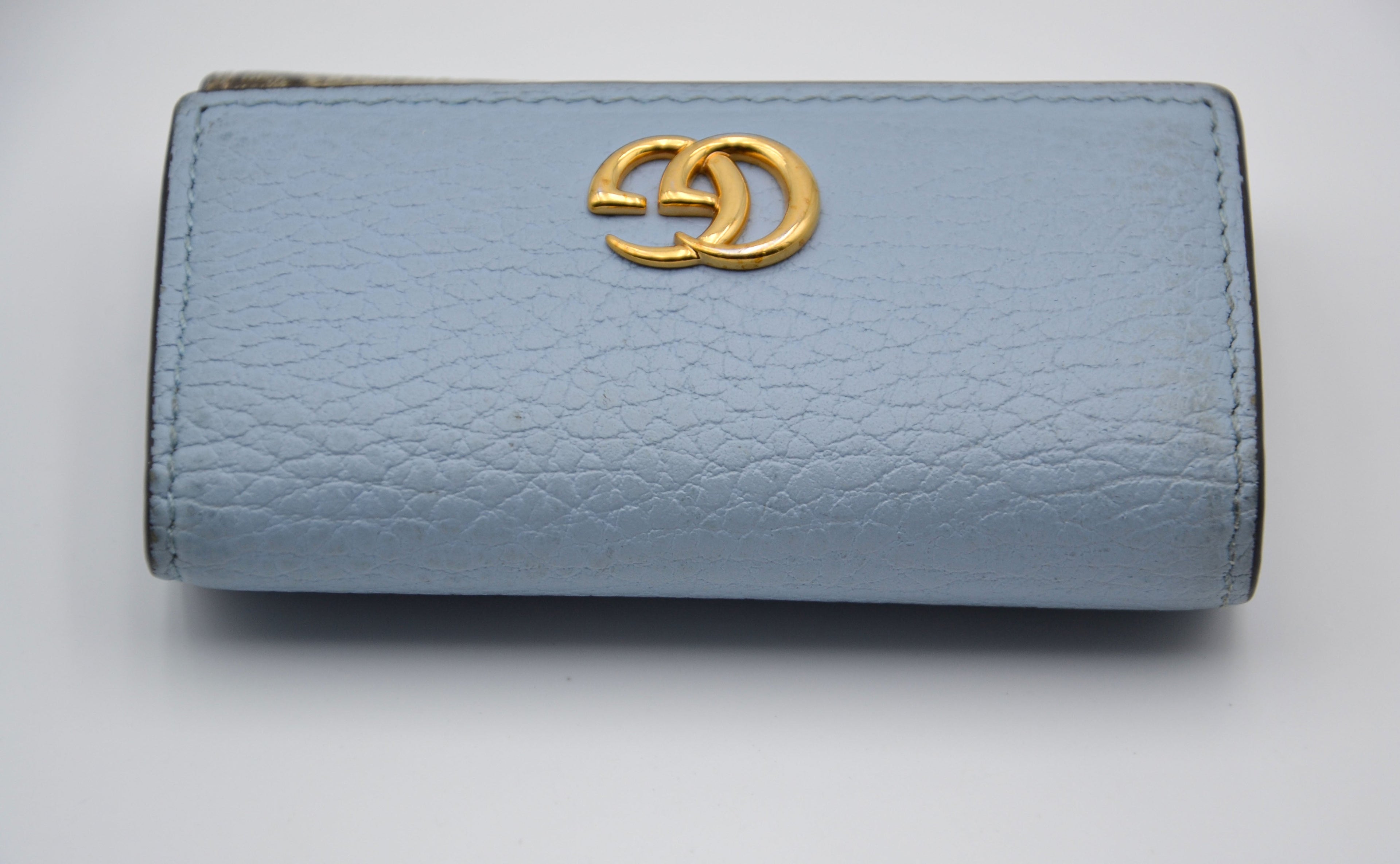 Porte-Clés Gg Marmont Cuir Bleu Pastel