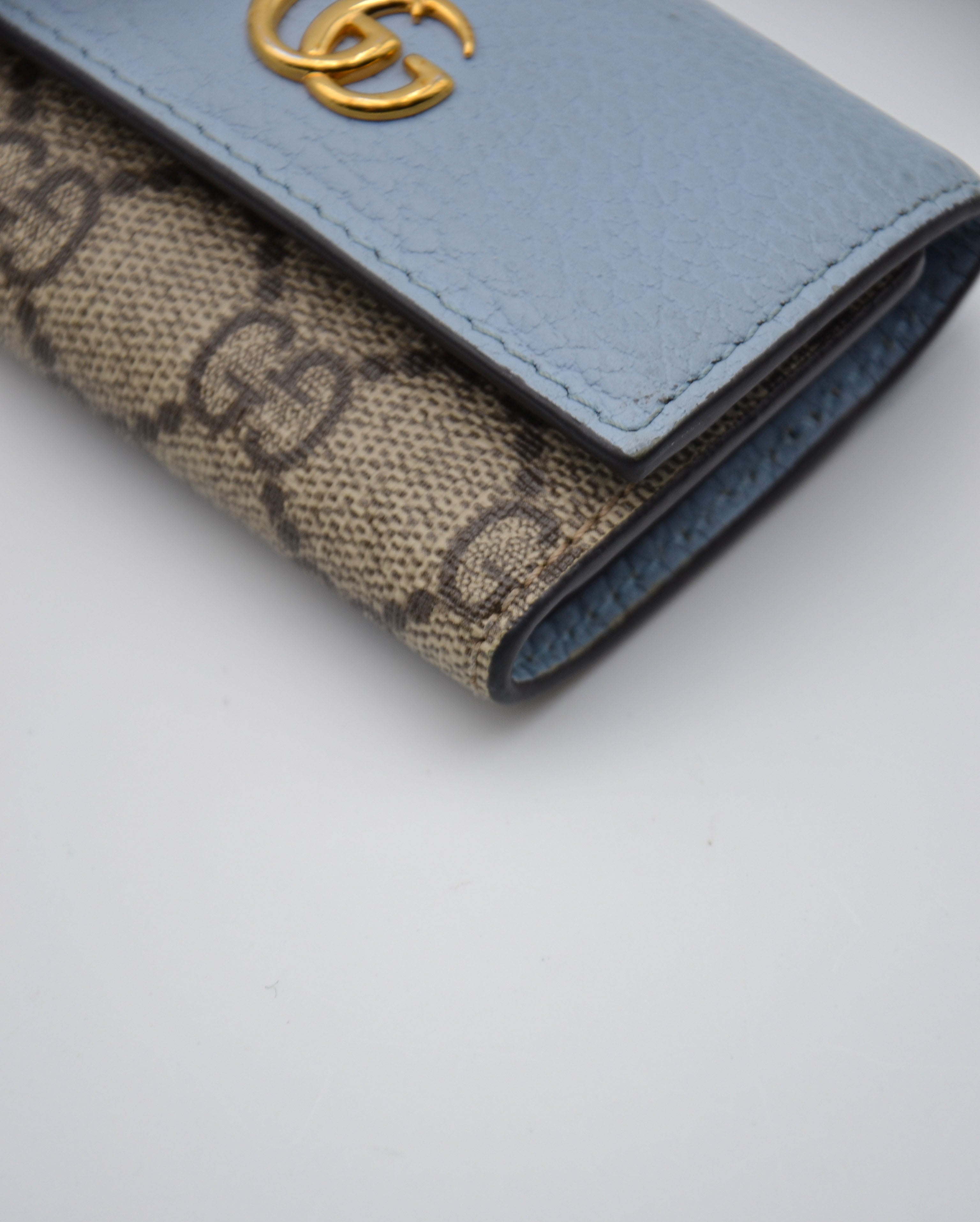Porte-Clés Gg Marmont Cuir Bleu Pastel