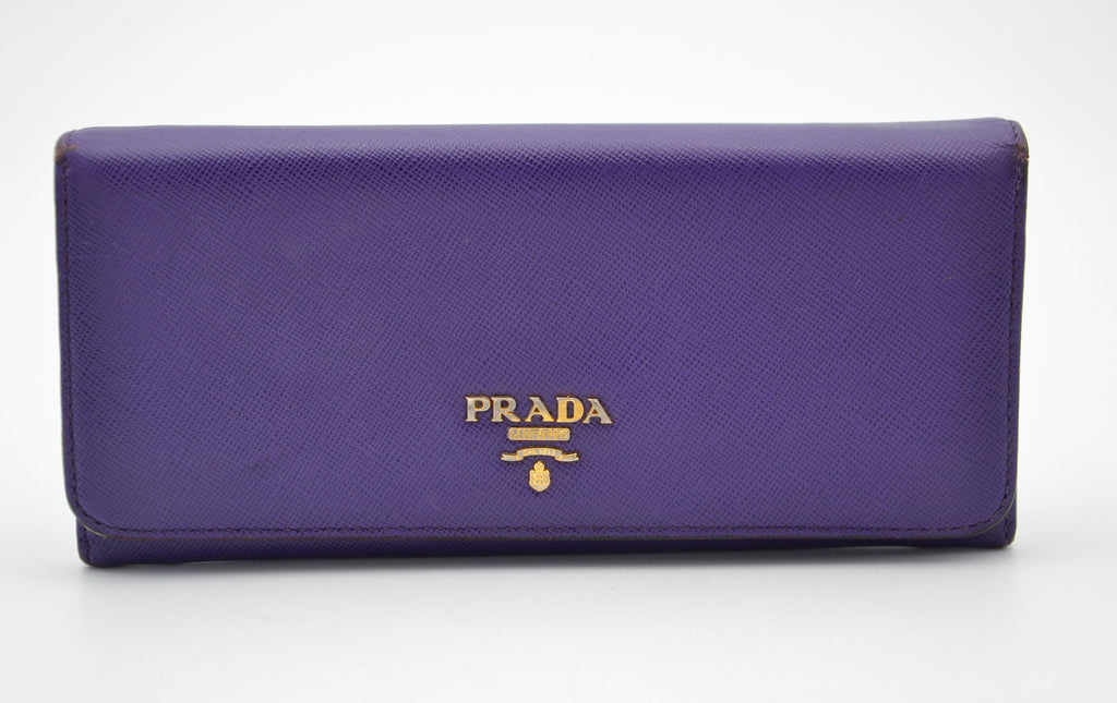 Portefeuille Long Prada En Cuir Saffiano Violet