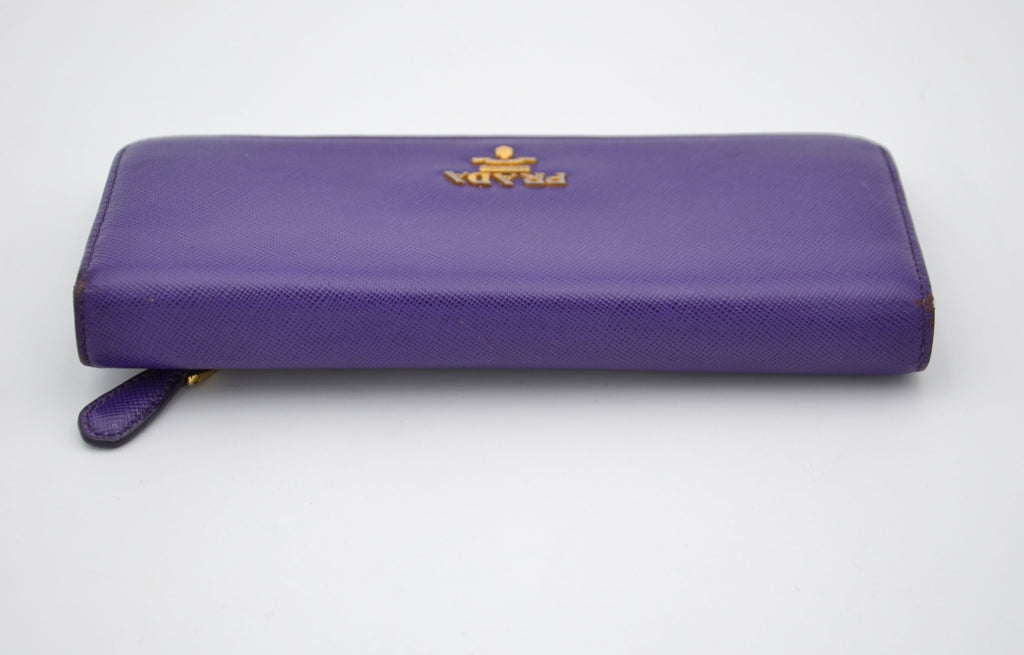 Portefeuille Long Prada En Cuir Saffiano Violet