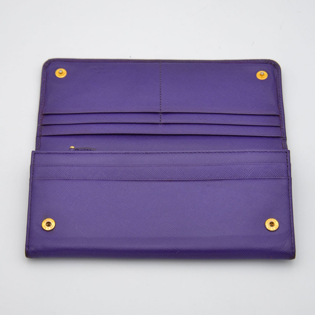 Portefeuille Long Prada En Cuir Saffiano Violet