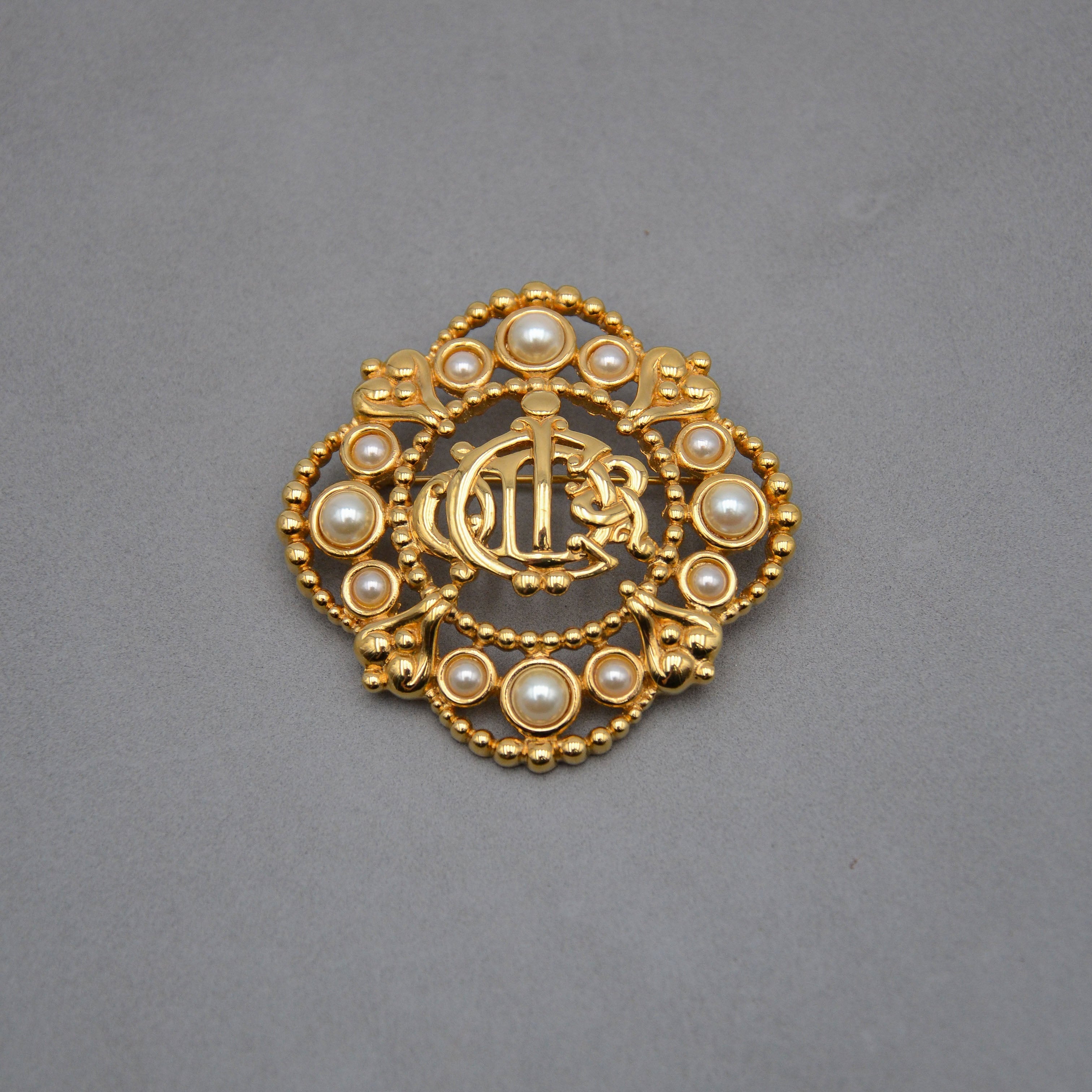 Christian Dior Broche Monogramme Cd Baroque Vintage