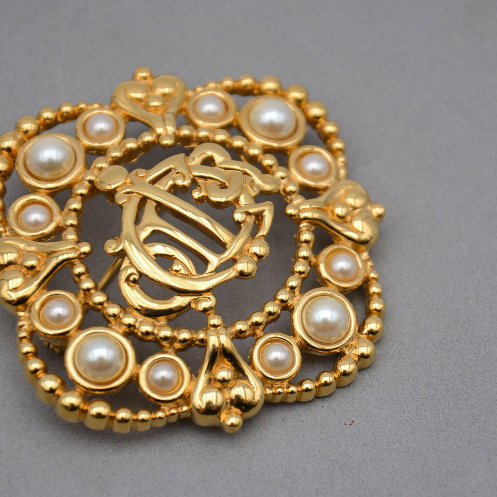 Christian Dior Broche Monogramme Cd Baroque Vintage