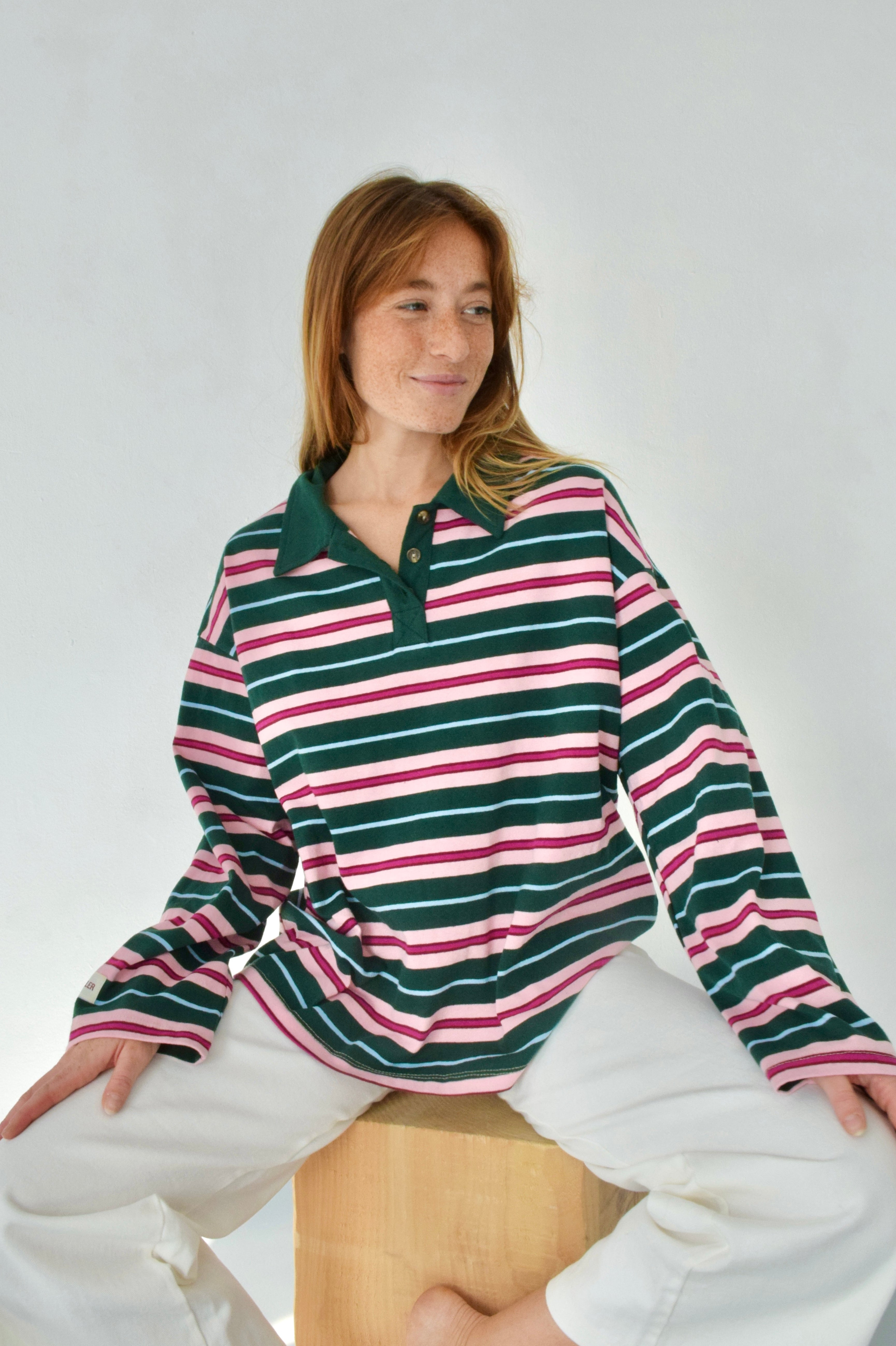 Polo Filipa Vert Et Rose