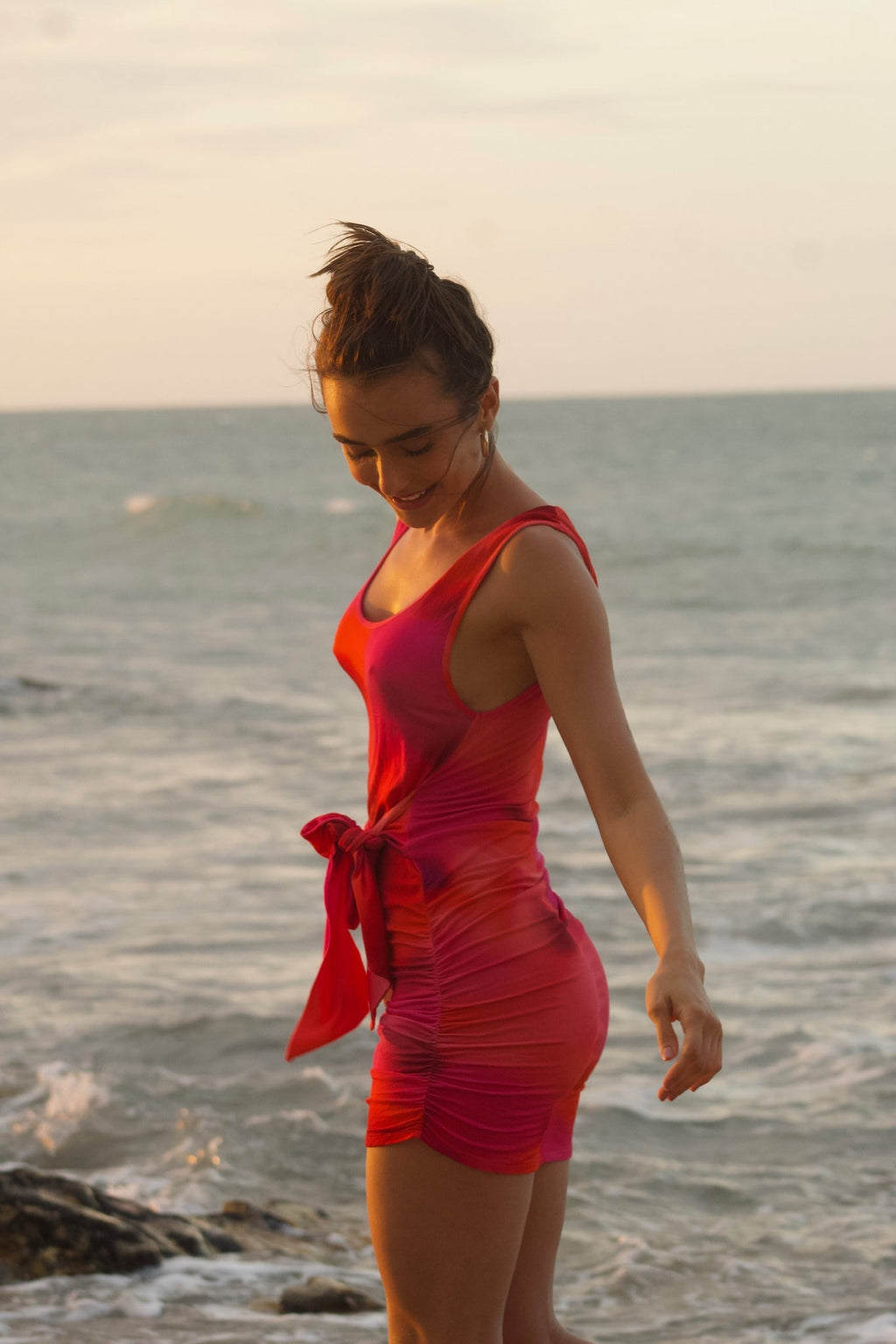 Robe Amour A La Plage Dégradé Rouge/Rose