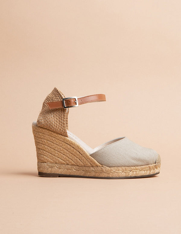 Espadrilles Talon Haut Dolce Vita Bride - Toile Lin - Femme
