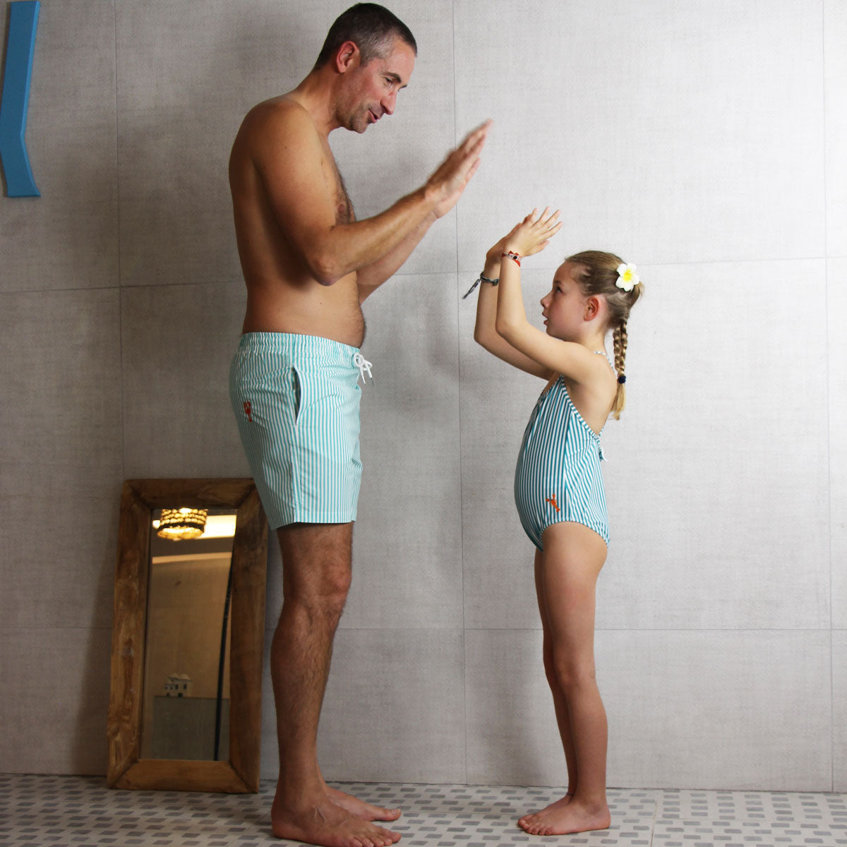 Maillot De Bain 1 Pièce Fille - Le Petit Immergé Aqua Rayé