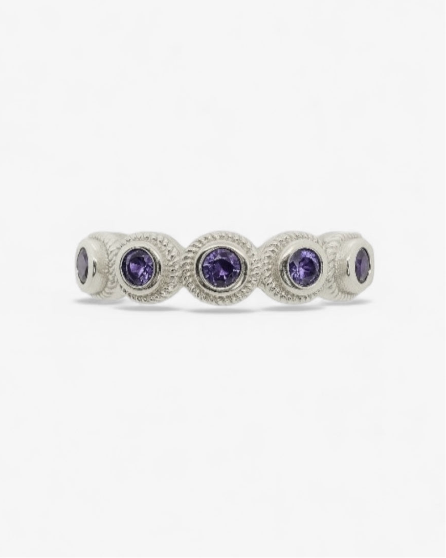 Bague Lágrima Lila Plata